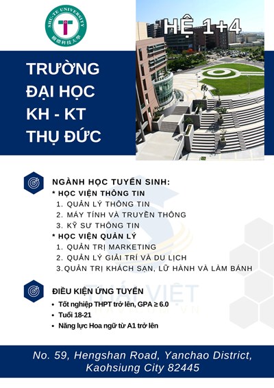 TUYỂN SINH ĐẠI HỌC KHOA HỌC KỸ THUẬT THỤ ĐỨC - CAO HÙNG